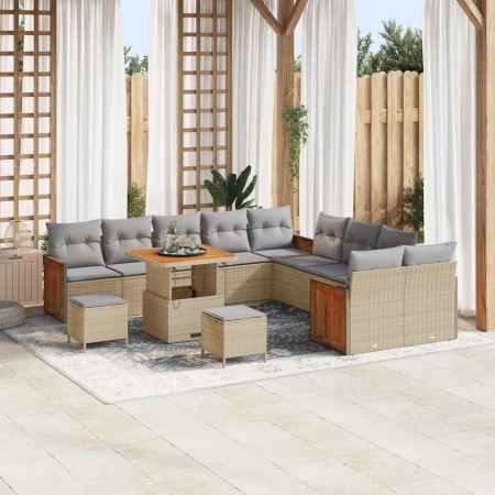 Conjunto de sofás de jardín con cojín 17 pcs Beige y Gris Claro en Sofás de exterior | Comprar online en Foru.es