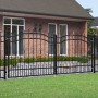 Puerta de valla punta lanza acero recubierto negro 305x173cm de vidaXL, Puertas de jardín - Ref: Foro24-151096, Precio: 425,0...