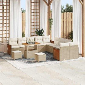Conjunto de sofás de jardín con cojín 17 pcs Beige y Crema en Sofás de exterior | Comprar online en Foru.es