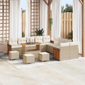Conjunto de sofás de jardín con cojín 18 pcs Beige y Crema en Sofás de exterior | Comprar online en Foru.es