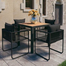 Set de comedor de jardín de 5 piezas PVC ratán negro y marrón en Conjuntos de jardín | Comprar online en Foru.es