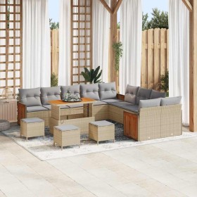 Conjunto de sofá de jardín 14 pcs Beige y gris claro en Sofás de exterior | Comprar online en Foru.es