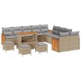 Conjunto de sofá de jardín 14 pcs Beige y gris claro en Sofás de exterior | Comprar online en Foru.es