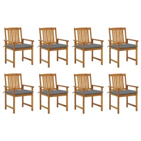 Sillas de jardín con cojines 8 uds madera maciza de acacia de vidaXL, Sillas de jardín - Ref: Foro24-3078194, Precio: 641,58 ...