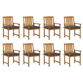Sillas de jardín con cojines 8 uds madera maciza de acacia de vidaXL, Sillas de jardín - Ref: Foro24-3078193, Precio: 641,88 ...