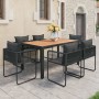 Set de comedor de jardín de 7 piezas PVC ratán negro y marrón en Conjuntos de jardín | Comprar online en Foru.es