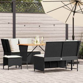 Set de muebles de jardín 5 pzas y cojines ratán sintético negro en Conjuntos de jardín | Comprar online en Foru.es