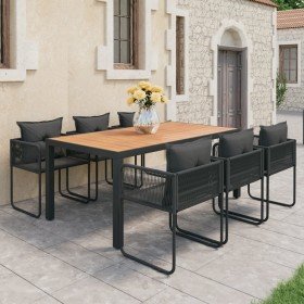 Set de comedor de jardín de 7 piezas PVC ratán negro y marrón en Conjuntos de jardín | Comprar online en Foru.es