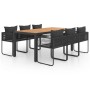 Set de comedor de jardín de 7 piezas PVC ratán negro y marrón en Conjuntos de jardín | Comprar online en Foru.es