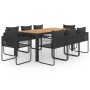 Set de comedor de jardín 9 piezas PVC ratán negro y marrón en Conjuntos de jardín | Comprar online en Foru.es