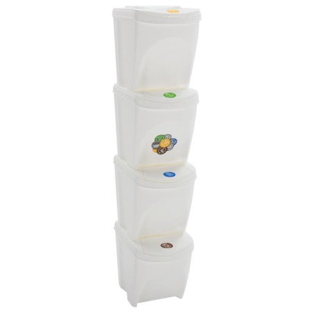 Cubos de basura apilables 4 uds polipropileno blanco 100 L de vidaXL, Cubos de la basura y papeleras - Ref: Foro24-152201, Pr...