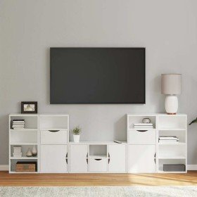 Muebles de TV 5 uds. con almacenaje "ODDA" blanco madera pino en Muebles TV | Comprar online en Foru.es