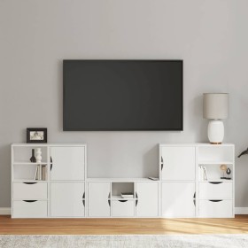 Muebles de TV 5 uds. con almacenaje "ODDA" blanco madera pino en Muebles TV | Comprar online en Foru.es