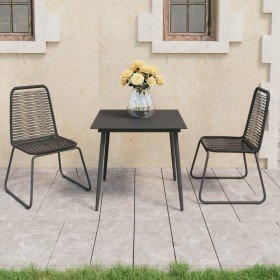 Set de comedor de jardín de 3 piezas PVC ratán negro en Conjuntos de jardín | Comprar online en Foru.es