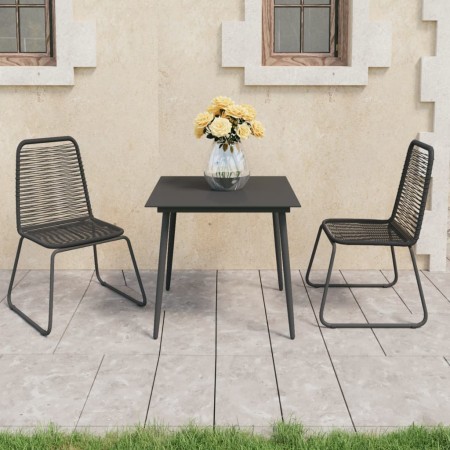 Set de comedor de jardín de 3 piezas PVC ratán negro en Conjuntos de jardín | Comprar online en Foru.es