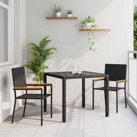 Conjunto de Comedor de Jardín 3 pcs Negro ratán sintético en Sillas de jardín | Comprar online en Foru.es