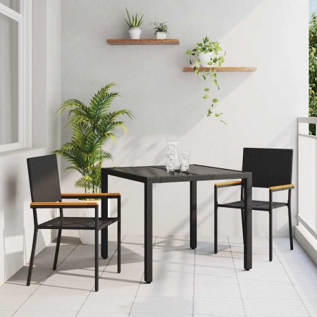 Conjunto de Comedor de Jardín 3 pcs Negro ratán sintético en Sillas de jardín | Comprar online en Foru.es