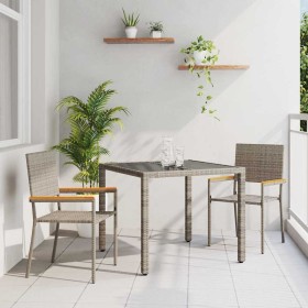 Conjunto de Comedor de Jardín 3 pcs Gris ratán sintético en Sillas de jardín | Comprar online en Foru.es