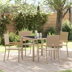 Conjunto de Comedor de Jardín 5 pcs Beige ratán sintético en Sillas de jardín | Comprar online en Foru.es
