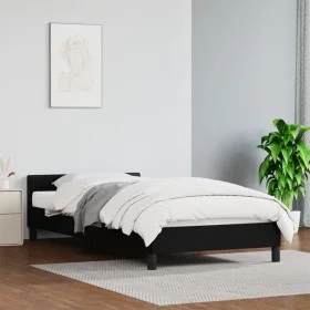 Bed frame with headboard black synthetic leather 90x200 cm by vidaXL, Beds and slatted bases - Ref: Foro24-347477, Price: 101...