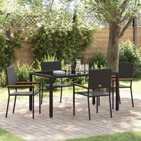 Conjunto de Comedor de Jardín 5 pcs Negro ratán sintético en Sillas de jardín | Comprar online en Foru.es