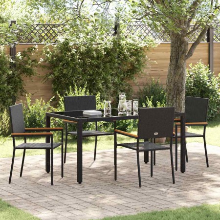 Conjunto de Comedor de Jardín 5 pcs Negro ratán sintético en Sillas de jardín | Comprar online en Foru.es