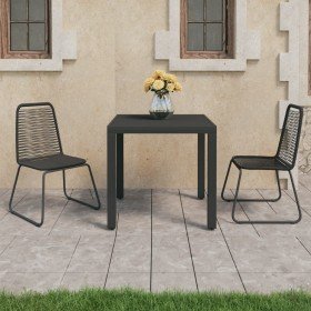 Set de comedor de jardín de 3 piezas PVC ratán negro en Conjuntos de jardín | Comprar online en Foru.es