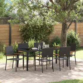 Conjunto de Comedor de Jardín 7 pcs Negro ratán sintético en Sillas de jardín | Comprar online en Foru.es