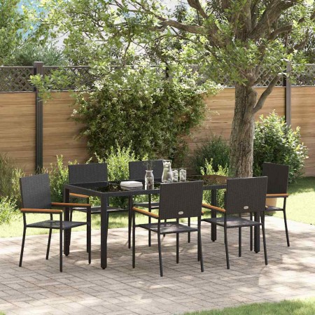 Conjunto de Comedor de Jardín 7 pcs Negro ratán sintético en Sillas de jardín | Comprar online en Foru.es