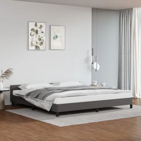 Estructura de cama con cabecero cuero sintético gris 200x200 cm de vidaXL, Camas y somieres - Ref: Foro24-347523, Precio: 133...