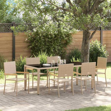 Conjunto de Comedor de Jardín 7 pcs Beige ratán sintético en Sillas de jardín | Comprar online en Foru.es