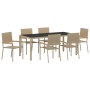 Conjunto de Comedor de Jardín 7 pcs Beige ratán sintético en Sillas de jardín | Comprar online en Foru.es