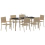 Conjunto de Comedor de Jardín 7 pcs Beige ratán sintético en Sillas de jardín | Comprar online en Foru.es