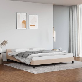 Estructura de cama cabecero cuero sintético capuchino 180x200cm de vidaXL, Camas y somieres - Ref: Foro24-347518, Precio: 150...