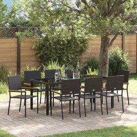 Conjunto de Comedor de Jardín 9 pcs Negro ratán sintético en Sillas de jardín | Comprar online en Foru.es