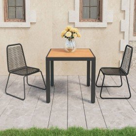 Set de comedor de jardín de 3 piezas PVC ratán negro y marrón en Conjuntos de jardín | Comprar online en Foru.es