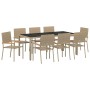 Conjunto de Comedor de Jardín 9 pcs Beige ratán sintético en Sillas de jardín | Comprar online en Foru.es