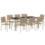 Conjunto de Comedor de Jardín 9 pcs Beige ratán sintético en Sillas de jardín | Comprar online en Foru.es