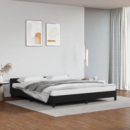 Estructura de cama con cabecero cuero sintético negro 180x200cm de vidaXL, Camas y somieres - Ref: Foro24-347513, Precio: 158...
