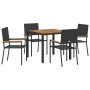 Conjunto de Comedor de Jardín 5 pcs Negro ratán sintético en Sillas de jardín | Comprar online en Foru.es