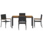 Conjunto de Comedor de Jardín 5 pcs Negro ratán sintético en Sillas de jardín | Comprar online en Foru.es