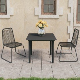 Set de comedor de jardín de 3 piezas PVC ratán negro en Conjuntos de jardín | Comprar online en Foru.es