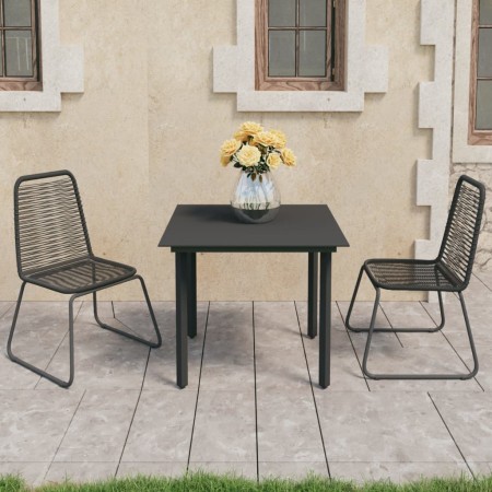 Set de comedor de jardín de 3 piezas PVC ratán negro en Conjuntos de jardín | Comprar online en Foru.es
