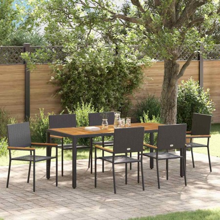 Conjunto de Comedor de Jardín 7 pcs Negro ratán sintético en Sillas de jardín | Comprar online en Foru.es