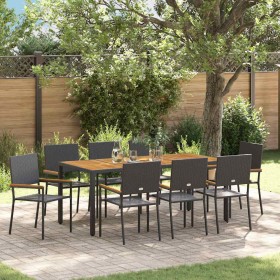 Conjunto de Comedor de Jardín 9 pcs Negro ratán sintético en Sillas de jardín | Comprar online en Foru.es