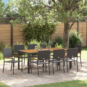 Conjunto de Comedor de Jardín 9 pcs Negro ratán sintético en Sillas de jardín | Comprar online en Foru.es