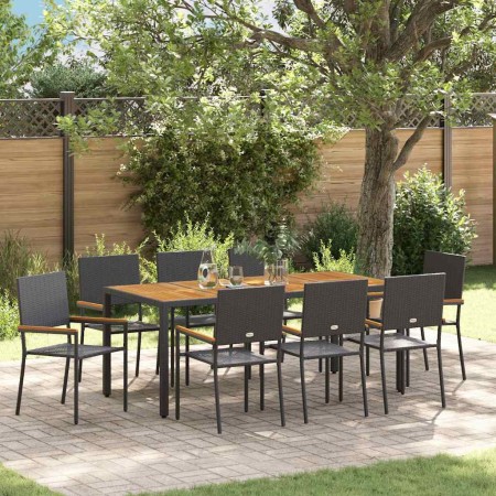 Conjunto de Comedor de Jardín 9 pcs Negro ratán sintético en Sillas de jardín | Comprar online en Foru.es