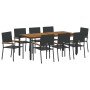 Conjunto de Comedor de Jardín 9 pcs Negro ratán sintético en Sillas de jardín | Comprar online en Foru.es