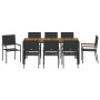 Conjunto de Comedor de Jardín 9 pcs Negro ratán sintético en Sillas de jardín | Comprar online en Foru.es