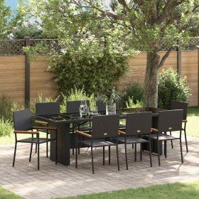 Conjunto de Comedor de Jardín 9 pcs Negro ratán sintético en Sillas de jardín | Comprar online en Foru.es